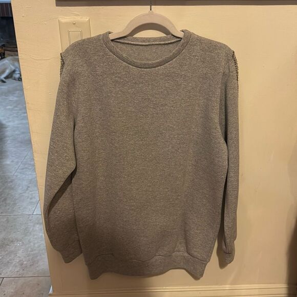 Gray Sweater - BRAND NEW - Open Back - Heart Cut Out - Sparkle - Open Sleeves - Picture 1 of 3